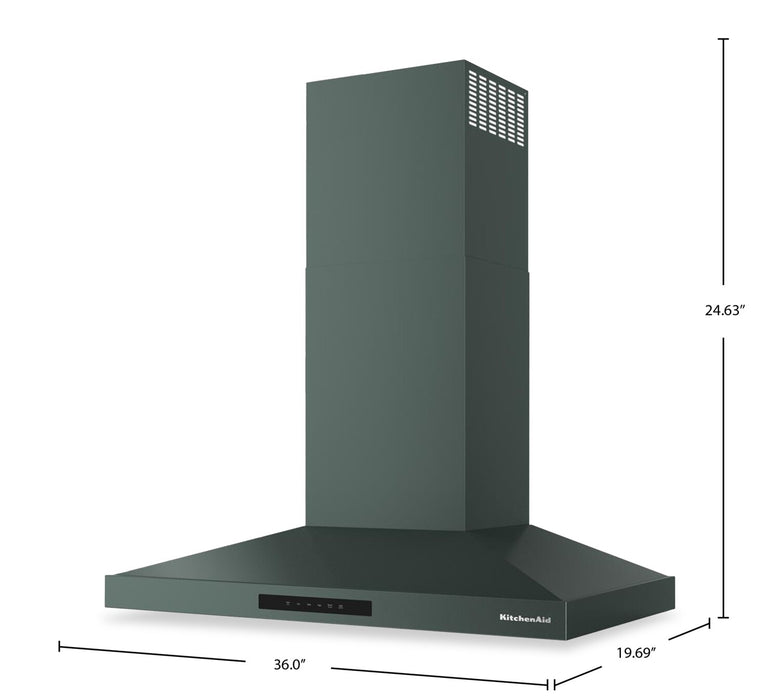 KitchenAid 36\" Wall-Mount 4-Speed Canopy Range Hood – Juniper - KVWC736SJP