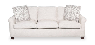 Mallie 84" Chenille Fabric Sofa with Rolled Arms and Wood Legs - Shell White | Sofa Mallie de 84 po en tissu de chenille avec accoudoirs enroulés et pattes en bois - blanc coquillage