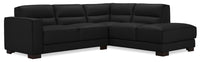 Citadel 2-Piece Right-Facing Top-Grain Genuine Leather Sectional with Wood Legs - Black 