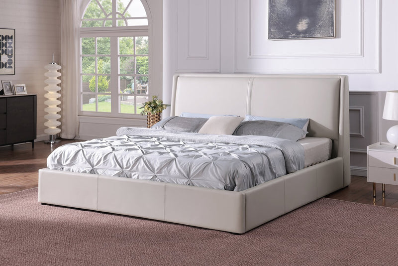 Nico Leather-Look Storage Queen Bed – Taupe