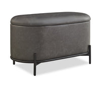 Victoria 18” Faux Leather Storage Ottoman with Metal Base – Charcoal 