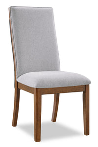 Ember Dining Chair with Polyester Fabric - Grey & Brown 