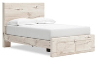 Derekson Storage Bed with 2 Built-In Footboard Drawers, Rustic White - Full Size 