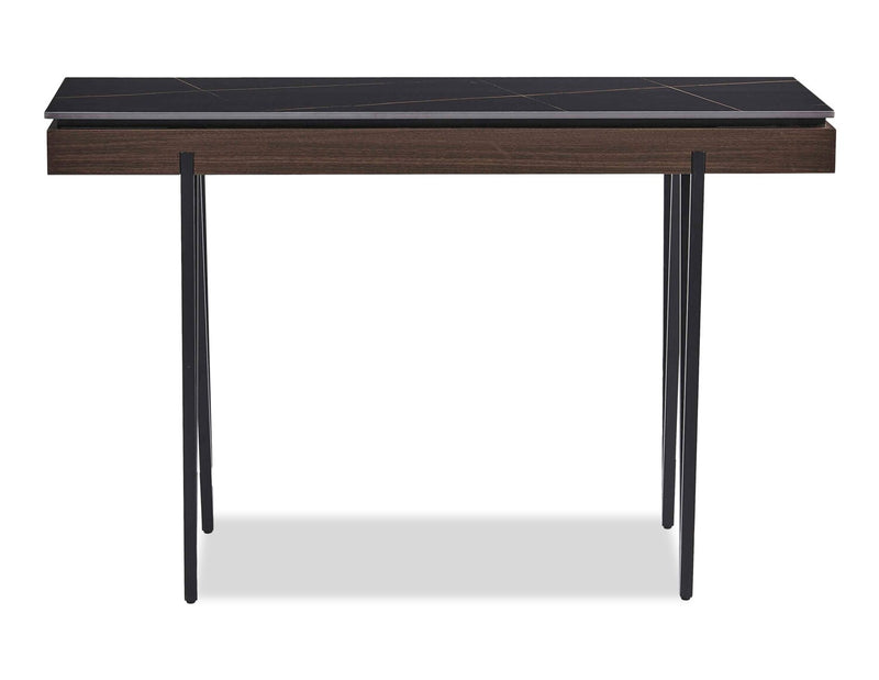 Juno 48\" Modern Sofa Table with Sintered Stone Top - Black