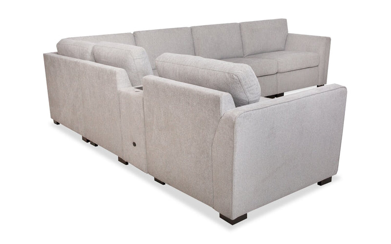 Vault 7-Piece Sectional with Five Storage Chairs and Storage USB Console - Grey
