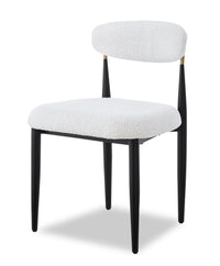 Kort & Co. Capri Dining Chair with Boucle Fabric & Gold Accent, Metal - White 