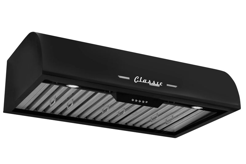 Classic Retro by Unique 36\" 700 CFM Under-Cabinet Range Hood - Midnight Black - UGP-36CR RH B