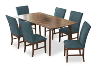 Rain 7-Piece Rectangle Dining Set - Blue 