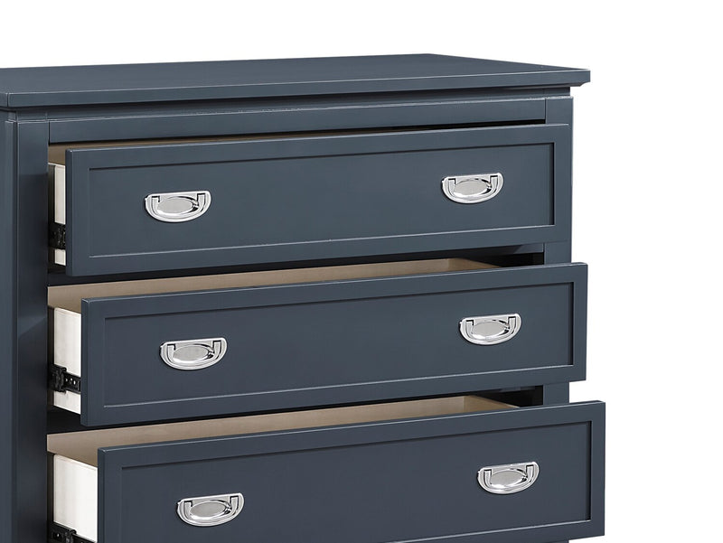 Quinn Bedroom Chest of Drawers, 5-Drawer, 36.5\"W x 48.5\"H - Blue