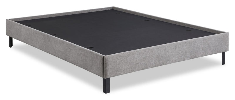 Amos Grey Upholstered Platform Bed with Tufted Headboard - Queen