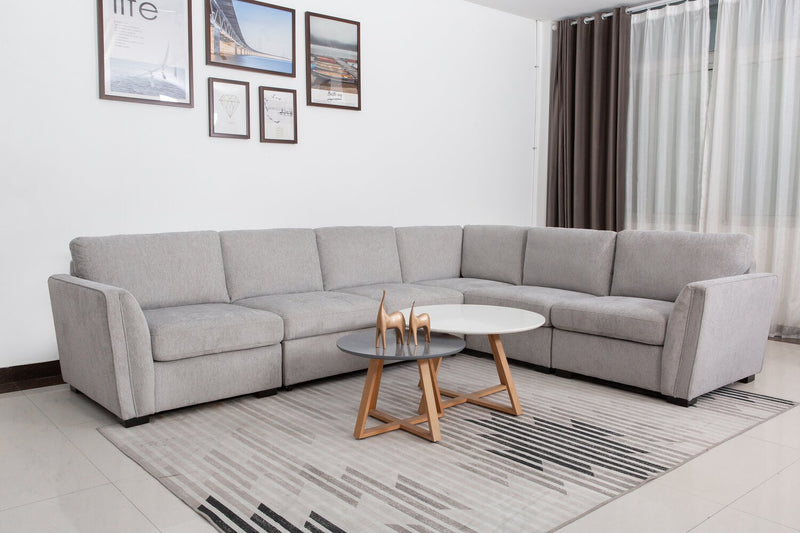 Vault 5-Piece Sectional with Pull-Out Loveseat and Storage Chairs - Grey