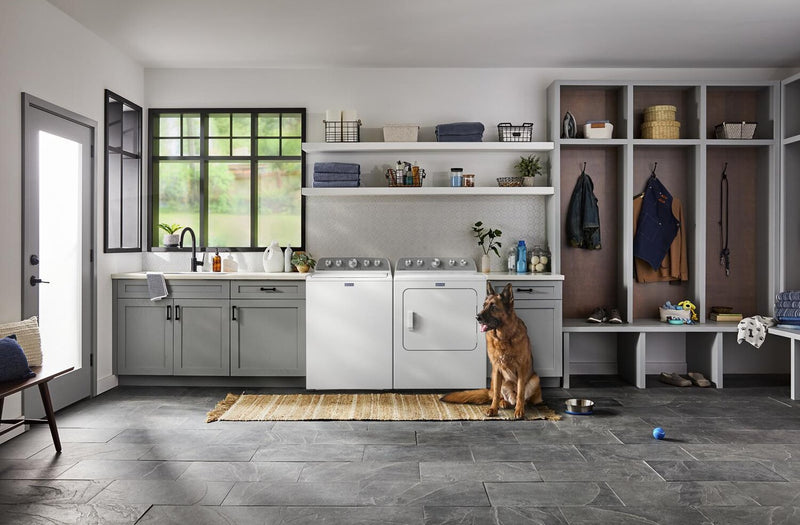 Maytag 5.5 Cu Ft. Top Load Washer with Pet Pro and 7.0 Cu. Ft. Pet Pro Electric Dryer – White