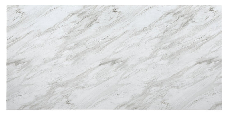 Vega Dining Table, Marble Look, Pedestal Base, 82\"W - Natural & White