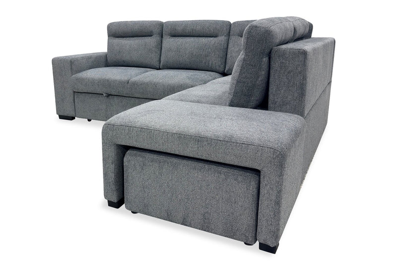 Coast 3-Piece Right-Facing Fabric Sleeper Sectional with Storage and Ottoman - Smoke