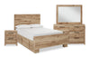Derekson 6pc Bedroom Set with Side Storage Bed, Dresser, Mirror & Nightstand, Natural - King Size