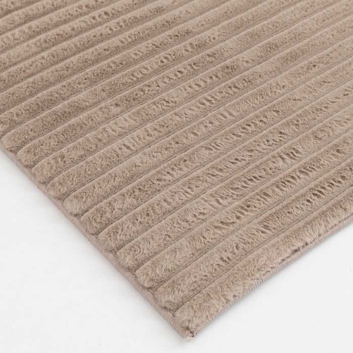 Faux Fur Channel Taupe Area Rug with Memory Foam Backing - 5' x 7'