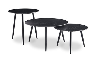 Delancey 31.5" Modern 3-Pack Coffee + 2 End Tables - Black|Ensemble 3 tables modernes Delancey de 31,5 po (table à café et 2 tables de bout) - noir