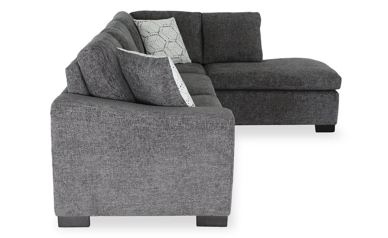 Aubrey 114\" Right-Facing Chenille Fabric Eurostyle Queen Sofa Bed Sectional with Wooden Legs – Grey