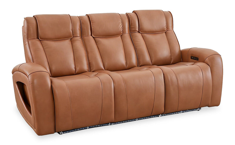 Shaquille O’Neal Home Titan 92\" Genuine Leather Power Reclining Sofa with Shaq-o-pedic Comfort – Earth