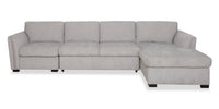 Vault 3-Piece Right-Facing Sectional with Sofa Bed Loveseat, Storage Chaise and Storage Chair – Grey 