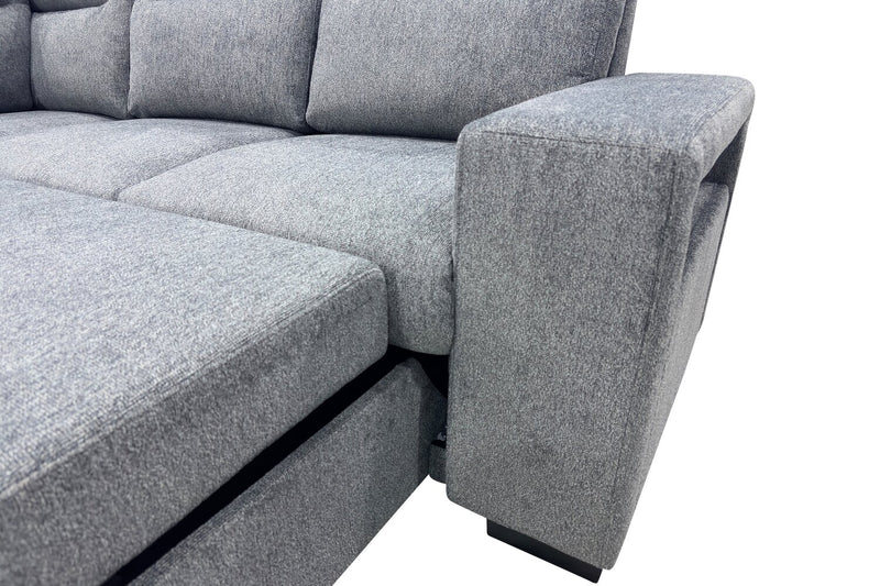 Coast 3-Piece Left-Facing Fabric Sleeper Sectional with Storage and Ottoman - Smoke