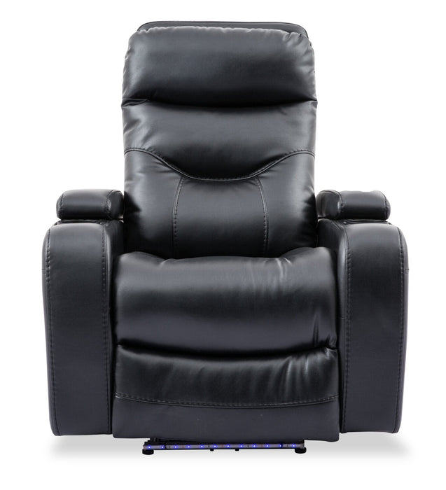 Glow 33\" Fabric Power Reclining Chair with Storage Armrests - Black