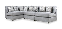 Scott Living Evolve Modular 4-Piece Linen-Look Fabric Sectional with Feather Down Cushions - Grey 