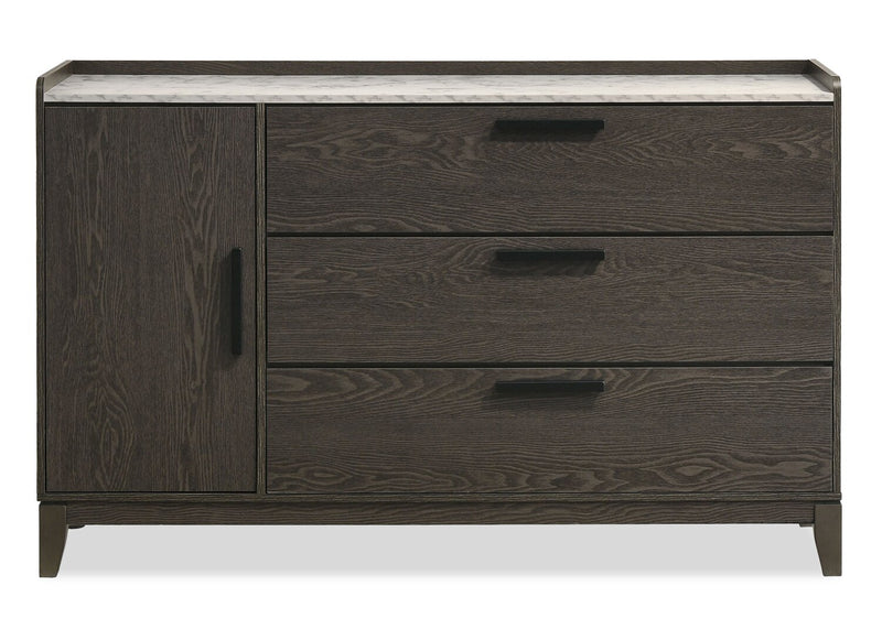 Sable 6pc Bedroom Set with Bed, Dresser, Mirror & Nightstand, Dark Grey - Queen Size