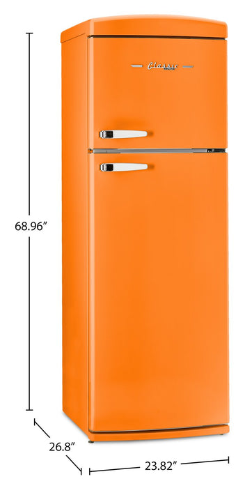Unique Classic Retro 24\" 11 Cu Ft. Top Freezer Refrigerator – Creamsicle Orange - UNQ-310L O TM