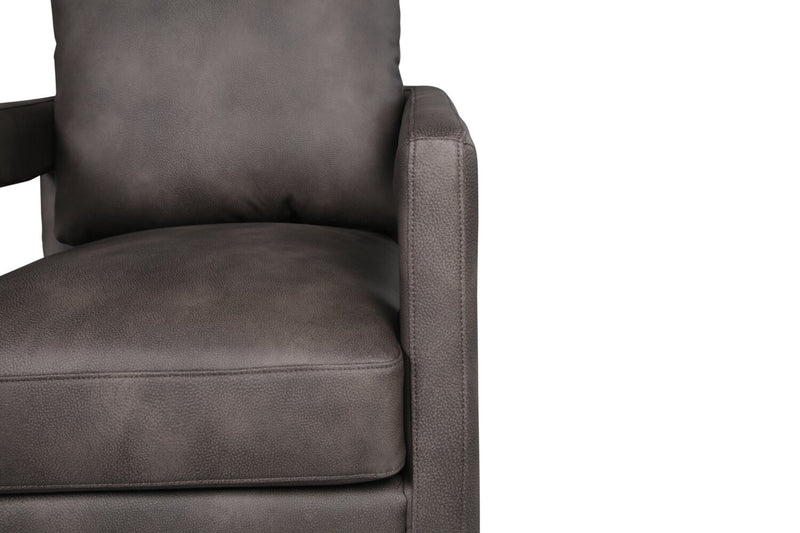 Ever 28\" Swivel Leather-Like Fabric Accent Chair – Dark Brown 