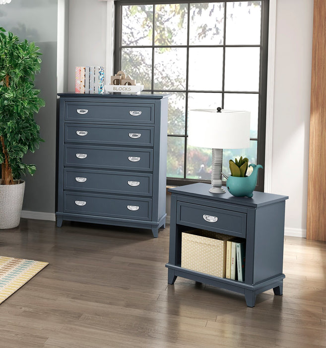 Quinn Bedroom Chest of Drawers, 5-Drawer, 36.5\"W x 48.5\"H - Blue