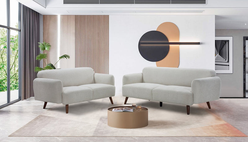 Sadie 63\" Fabric Loveseat with Rubberwood Legs – Beige