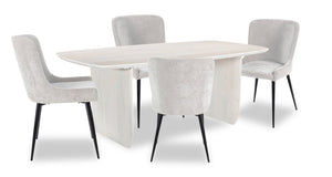 Lexi 5-Piece Dining Set - Taupe and White