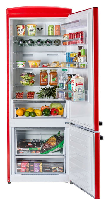 Unique Classic Retro 28\" 17 Cu Ft. Bottom Mount Refrigerator - Red - UNQ-455L R AC