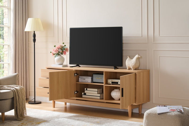 Kemper 71\" Modern TV Stand with Storage for TVs up to 70\"- Harvest Oak