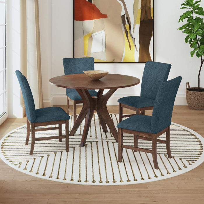 Rain Dining Chair with Cushion Fabric Seat & Back – Blue