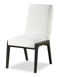 Alma Dining Chair with Boucle Fabric - Charcoal Black & White 