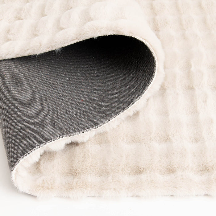 Faux Fur Bubble Ivory Area Rug with Memory Foam Backing - 7' x 10'