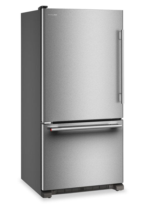 KitchenAid 33\" 22 Cu. Ft. Standard-Depth Bottom Mount Refrigerator - KRBL133SPS