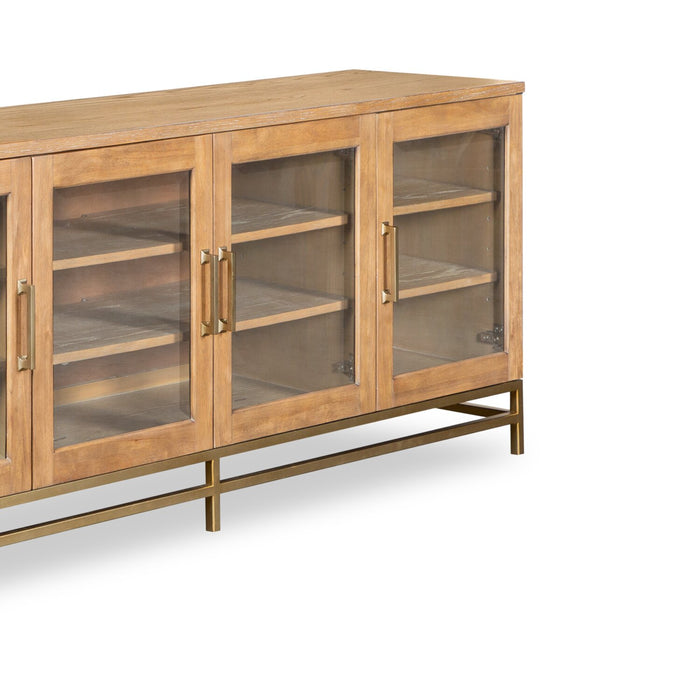 Cresset 70” Modern Solid Wood TV Stand with Storage and Cable Management for TVs up to 75\" - Belgian Wheat