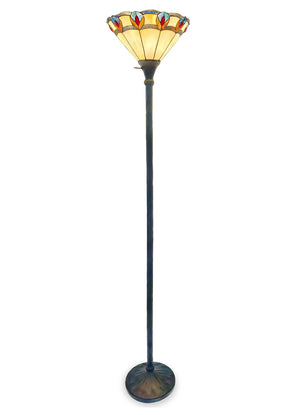 Magnolia Floor Lamp with Tiffany Glass Shade – Antique Bronze