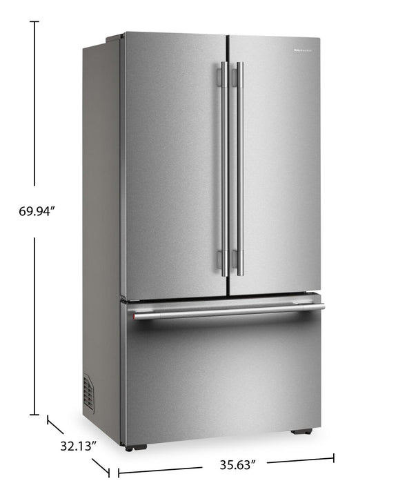 KitchenAid 36\" 24 Cu. Ft. Counter-Depth French Door Refrigerator - PrintShield Stainless - KRFC236SPS