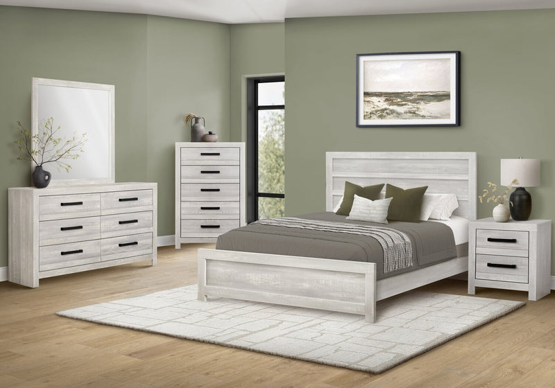 Aspen 5pc Bedroom Set with Bed, Dresser & Mirror, Grey - Queen Size