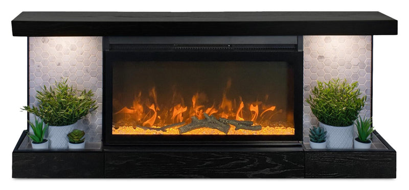 Summit 48\" Electric Fireplace with Wall-mount Mantel – Brown 