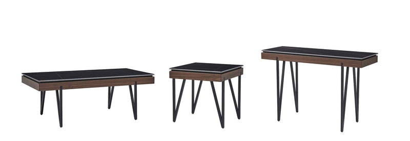 Juno 22.5\" Modern End Table with Sintered Stone Top - Black