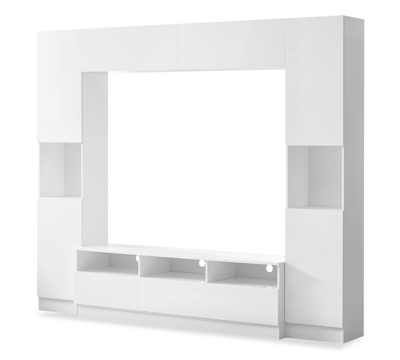 Celine 94.5\" 4 – Piece Entertainment Centre with Storage and Cable Management for TVs up to 70\" - White