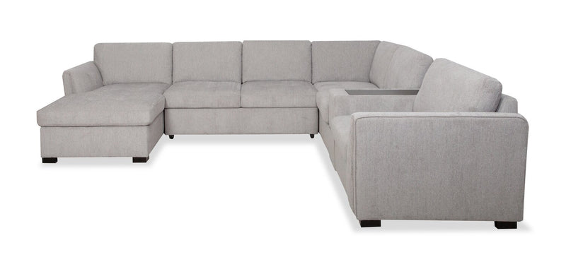Vault 6-Piece Left-Facing Sectional with Sofa Bed Loveseat, Two Storage Chairs and Storage Chaise - Grey