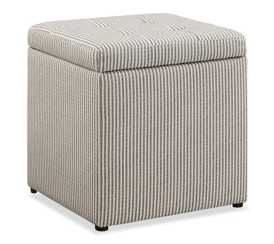 Yukon 17" Square Storage Fabric Ottoman - Grey Striped | Pouf de rangement carré Yukon de 17 po en tissu - rayé gris