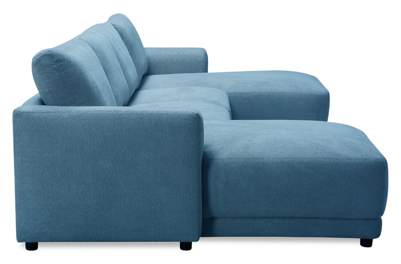 Voyage Modular 4-Piece U-Shaped Fabric Sectional with Removable Back Cushions – Blue