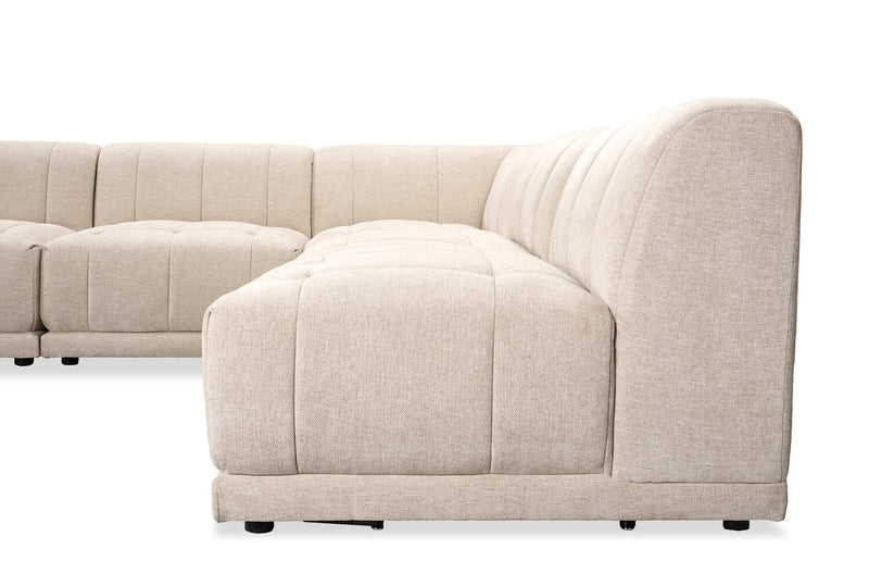 Kort & Co. Oaklyn Modular 5-Piece Fabric Armless Sectional with Tufted Seat Cushions - Beige